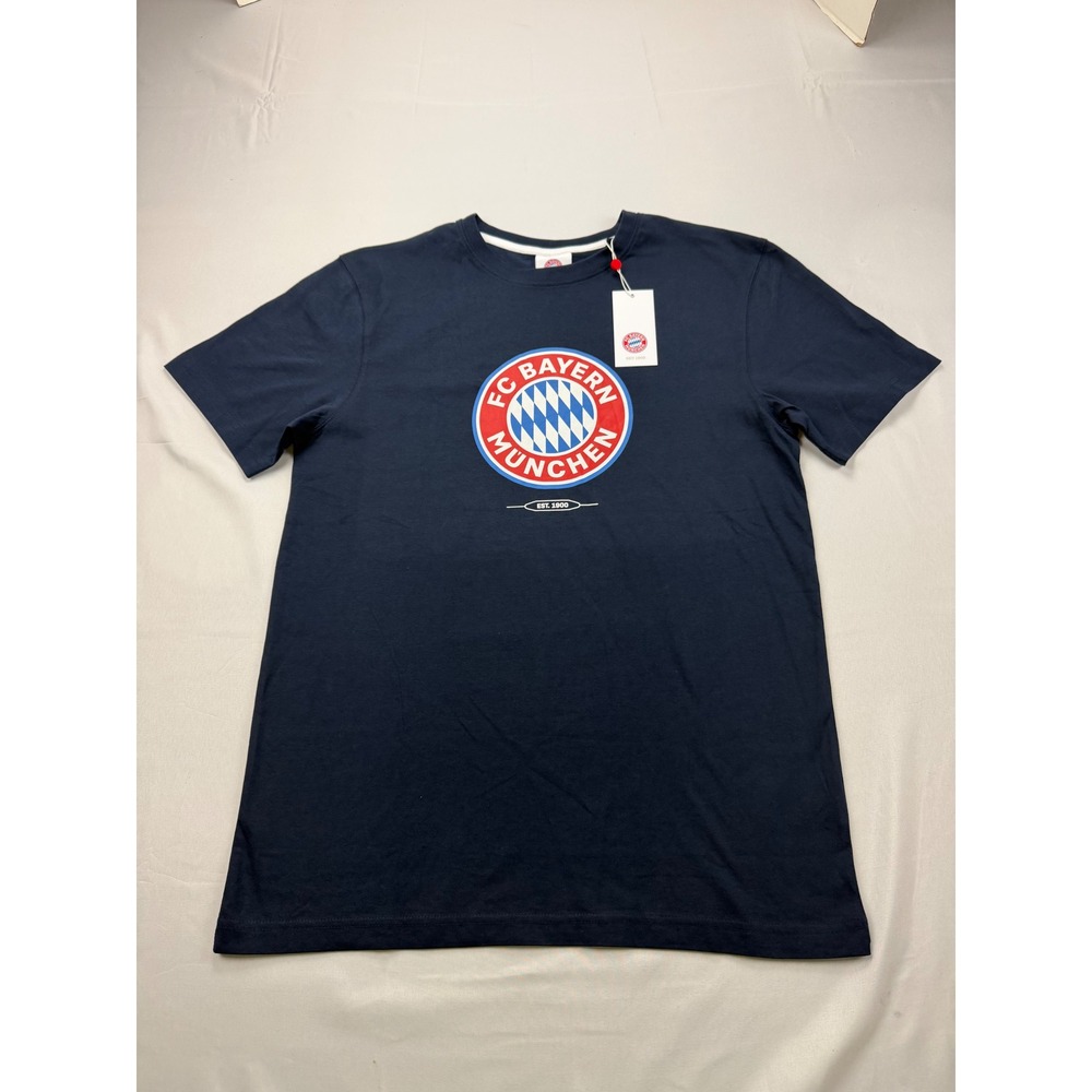 FC Bayern Munchen‎ T-Shirt Mens Large Navy Blue Graphic Logo Soccer Tee 34875